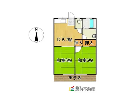 緒方アパート(2DK/2階)の間取り写真