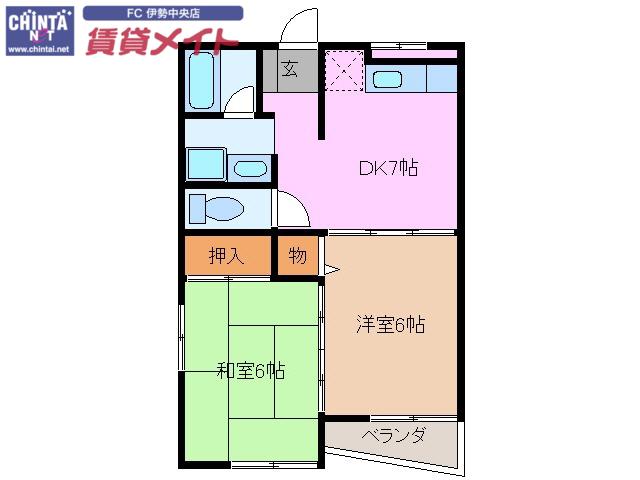 ブランシェ(2DK/2階)の間取り写真
