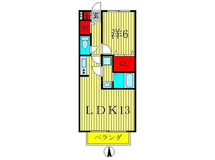 LUCE(1LDK/2階)の間取り写真