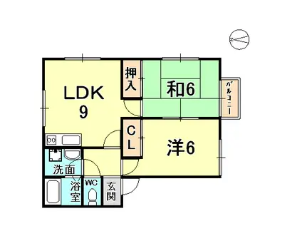 カーサ甲東園(2LDK/1階)の間取り写真
