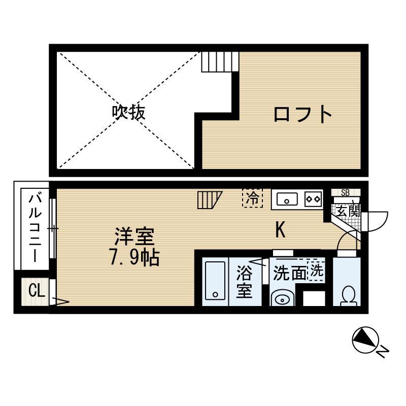 ヴィサージュ井尻(1K/1階)の間取り写真