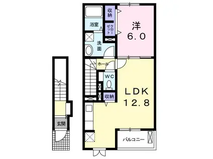コルソ アロッジオK 鹿島町(1LDK/2階)の間取り写真