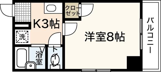 エトワール西村(1K/4階)の間取り写真