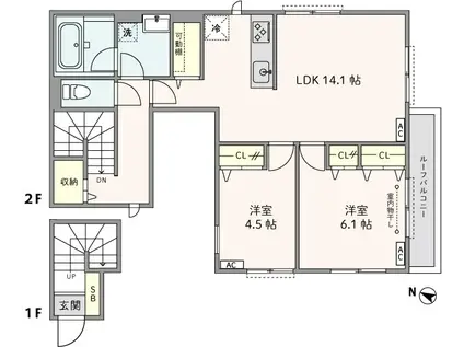 TR笹塚(2LDK/2階)の間取り写真