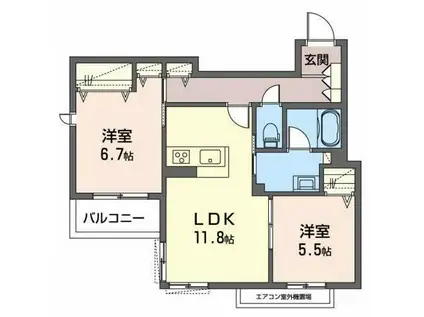 シャーメゾン陽明2(2LDK/3階)の間取り写真