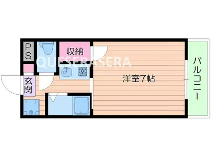 ローズインローズII(1K/2階)の間取り写真