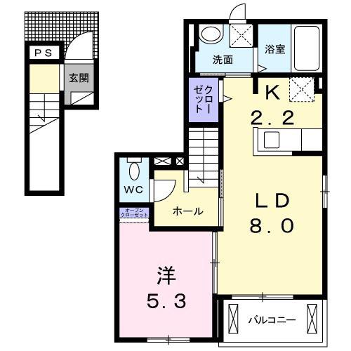 リバーサイド川崎大師 VI(1LDK/2階)の間取り写真