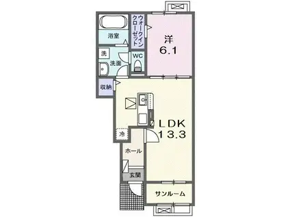ビートルハウス野田山II(1LDK/1階)の間取り写真