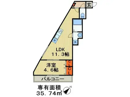アンブラッセ要町(1LDK/5階)の間取り写真