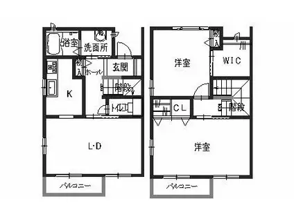 パルモ夢み台M(2LDK/1階)の間取り写真