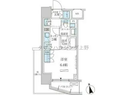 パークアクシス東上野(1K/10階)の間取り写真