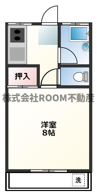 CALMEST西町(1K/2階)の間取り写真