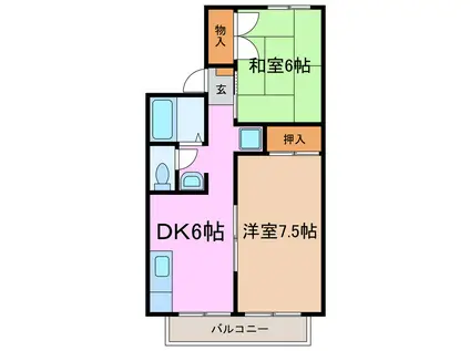 HAPPY VILLAGE(2DK/2階)の間取り写真