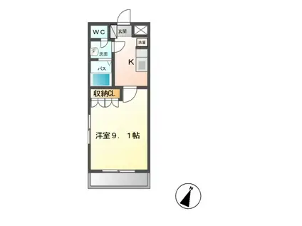 パークヒルズII(1K/2階)の間取り写真