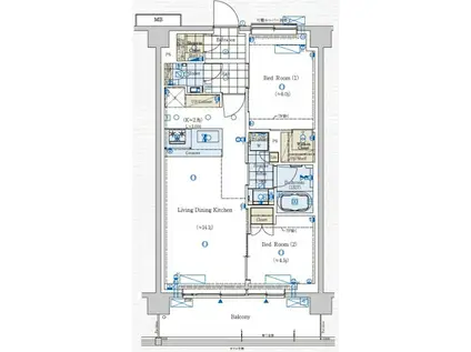 GENOVIA赤羽(2LDK/5階)の間取り写真