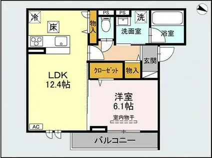 PRUNIER(1LDK/3階)の間取り写真