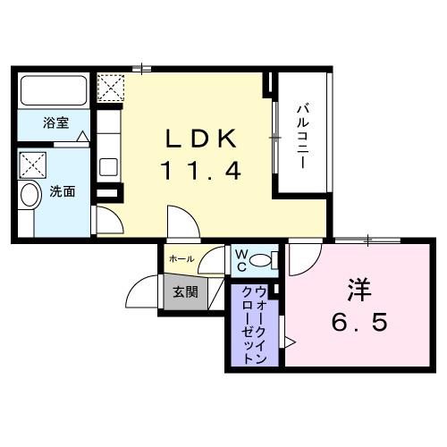 ヒカルサ明石土山(1LDK/2階)の間取り写真