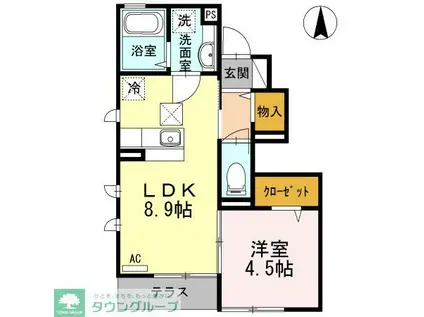 ドエル中野 I(1LDK/1階)の間取り写真