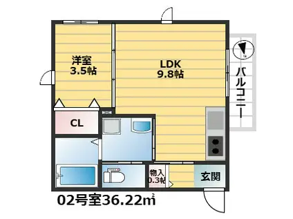 SUNCREST・旭化成ヘーベルメゾンHEBEL HAUS(1LDK/1階)の間取り写真