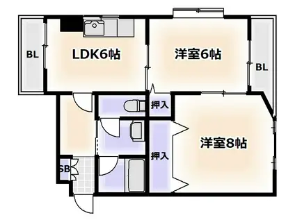 MAX恵美須(2LDK/5階)の間取り写真