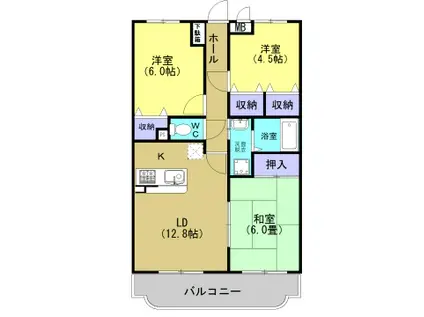 サンツヤマモトC(3LDK/3階)の間取り写真