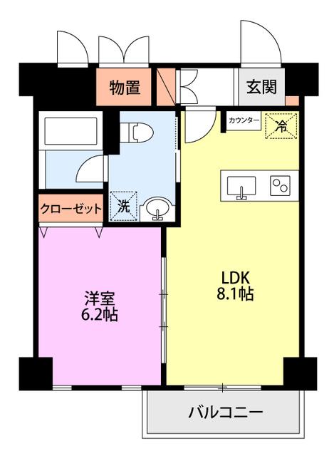 KAYA SUMI TOPIA(1LDK/4階)の間取り写真