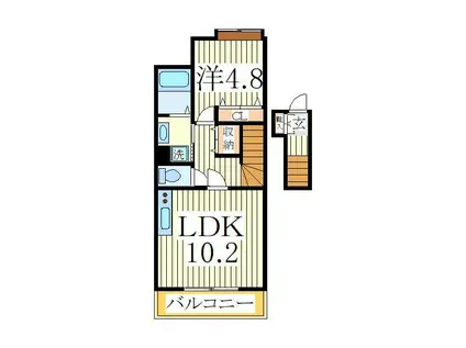 エクセレント南柏(1LDK/2階)の間取り写真