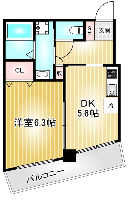 パルコート伊勢山(1DK/4階)の間取り写真
