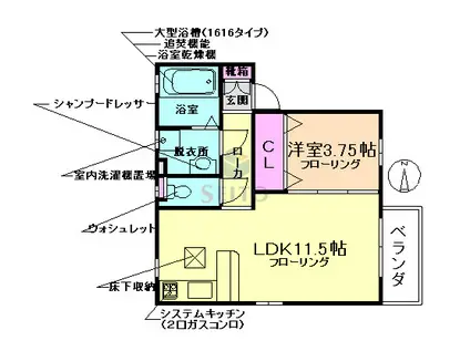セレッソB(1LDK/1階)の間取り写真