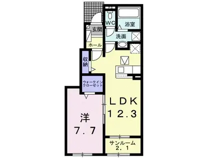 ローズガーデン II(1LDK/1階)の間取り写真