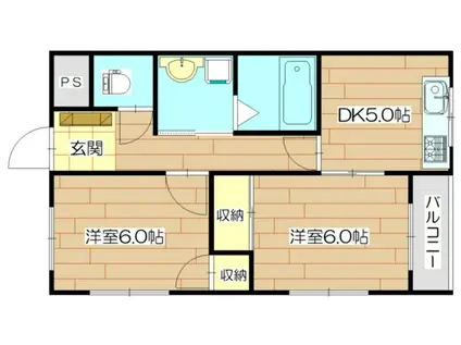 コーポ望月(2DK/4階)の間取り写真