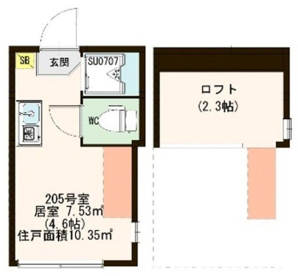 ハーモニーテラス方南II(ワンルーム/2階)の間取り写真