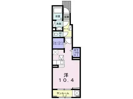 グランブルー(ワンルーム/1階)の間取り写真