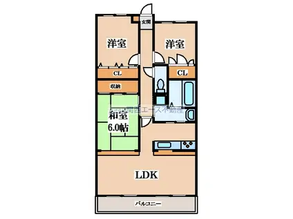 朝日プラザキャストラン(3LDK/12階)の間取り写真
