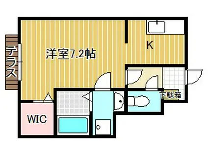 クローバーヒルズ(1K/1階)の間取り写真