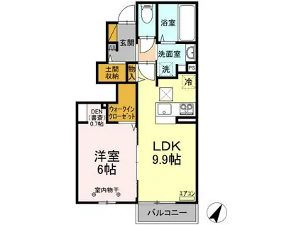 SOLARIE MIDONRINO V(1LDK/1階)の間取り写真