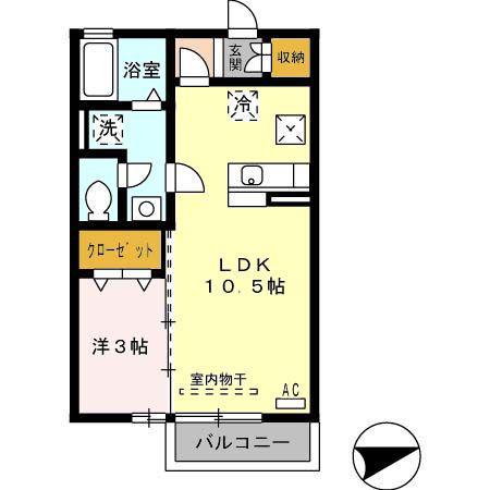 プレミール太田(1LDK/1階)の間取り写真