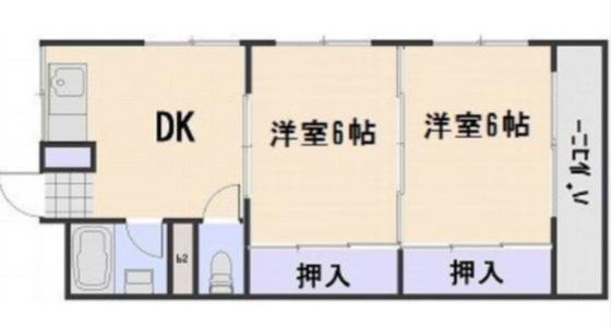 川崎ビル(2DK/3階)の間取り写真