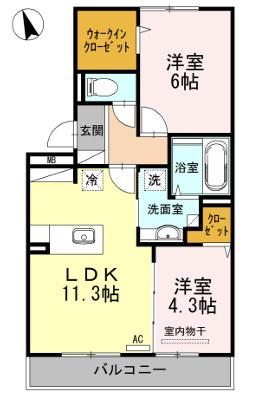 コート ダジュール(2LDK/3階)の間取り写真