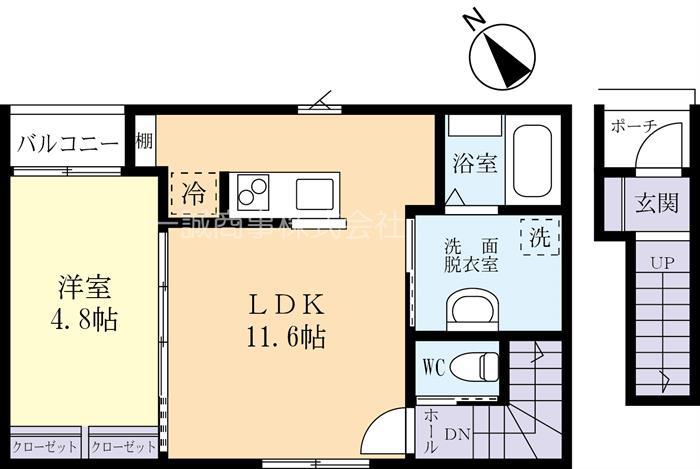 スールソレイユうずら野(1LDK/2階)の間取り写真