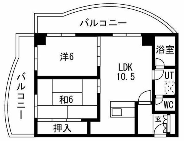 第五福原ビル(2LDK/4階)の間取り写真