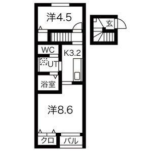 ぺシュール(1LDK/2階)の間取り写真