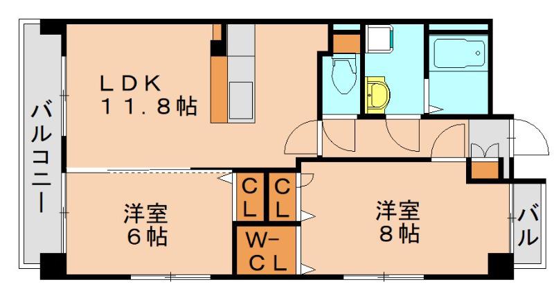 ＪＲ鹿児島本線 箱崎駅 徒歩9分 4階建 築15年(2LDK/3階)の間取り写真