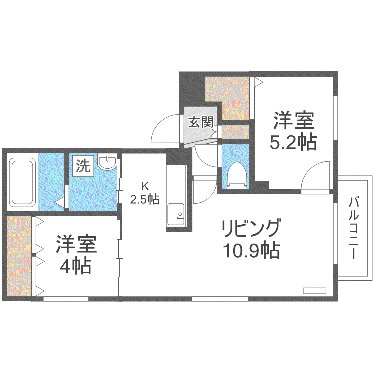FOLIAGE PLACE(2LDK/3階)の間取り写真