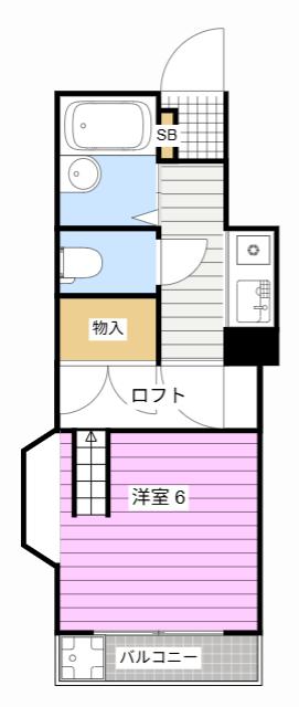 ドリームハウス萩丘(1K/2階)の間取り写真