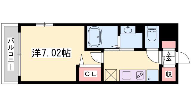 LUXE姫路(1K/3階)の間取り写真