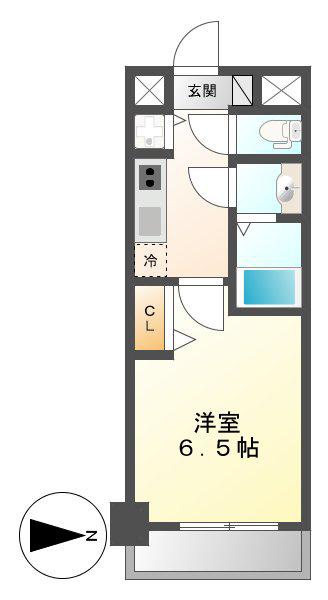 プレサンス名古屋STATIONサティナ(1K/13階)の間取り写真
