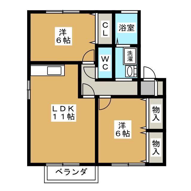クレスト・エイト(2LDK/1階)の間取り写真