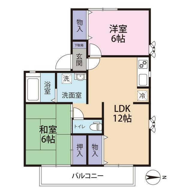 オークス(2LDK/2階)の間取り写真