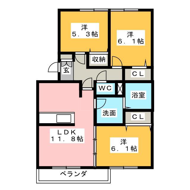グランドマーニ A棟(3LDK/3階)の間取り写真